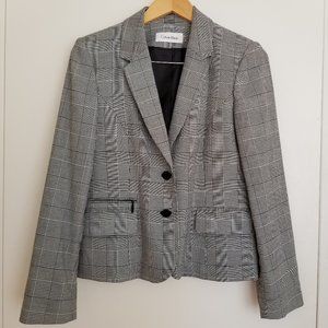 Calvin Klein Women's Two Button Plaid Blazer, 8